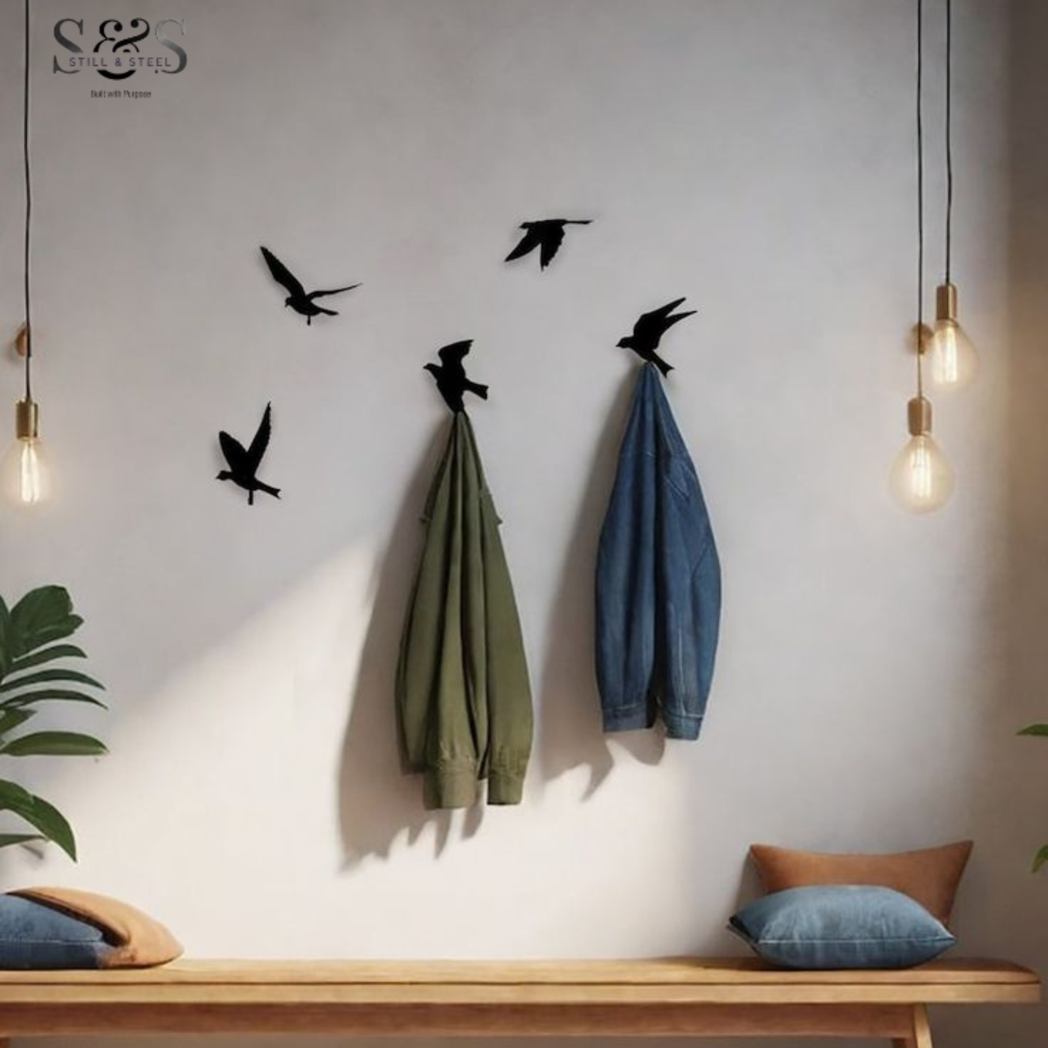 Flying Birds Wall Hooks Set